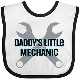 inktastic Daddys Little Mechanic Baby Boy Baby Bib White and Black 39cea
