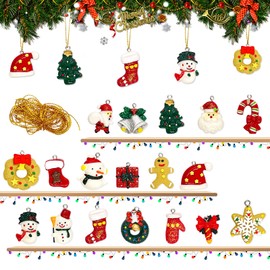FUKPO Pack of 18 Christmas Figures Small Set, Miniature Ornaments Christmas Mini Christmas Decoration Pendant for Crafts, Resin Figures, Table Decoration, Christmas Decoration, Small Decoration,