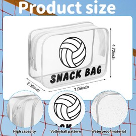 Yeyeplum 12 Pcs Volleyball Snack Bags for Team Gifts Goodie Snack Treat Candy Pouch Bags Clear PVC Waterproof with Zipper Party Favors for Team Ground Birthday Gifts Sport Supplies