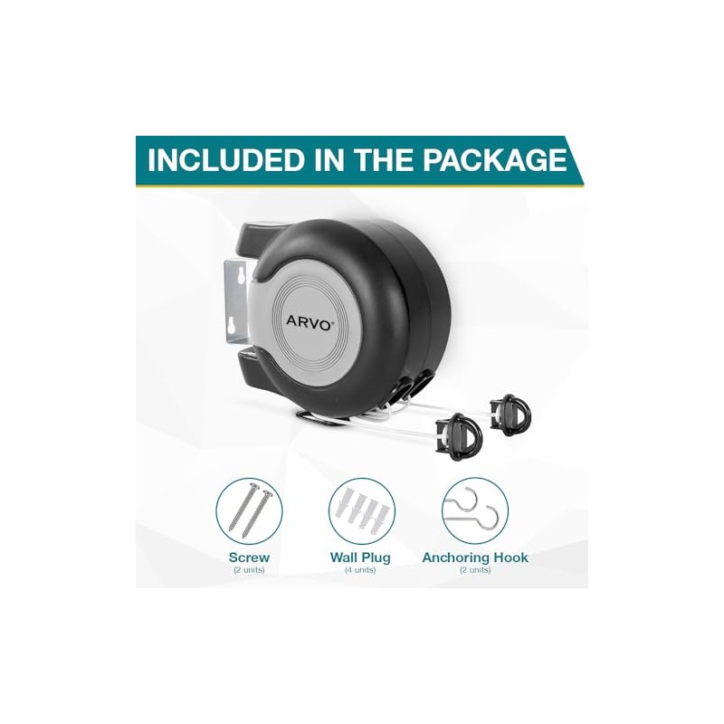 ARVO ARVO Wall Mounted Double Retractable Washing Line - 30m