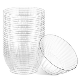 PLASTICPRO 30 Pack Crystal Like Clear Disposable Plastic Plates Dinner Dishes 6 ounce Bowls for Special Occasions Parties