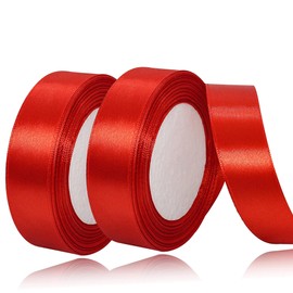 laeeyin Gift Ribbon Satin Ribbon 44 m Gift Ribbon Wide, 20 mm Ribbon, Gift Ribbon Wedding Fabric, Satin Gift Ribbon, Perfect for Weddings, Birthdays and Festive Occasions (Red)