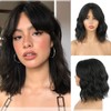 Aisaide Short Wigs for White Women Black Wavy Wig With