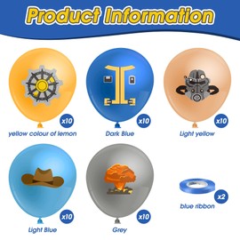Andi Cppss Radioactive TV Show Balloons - 50PCS Radioactive Theme Party Balloons for Kids, 12 Inch Blue Yellow Latex Balloons for Party Decoration, Latex Balloons for Baby Shower Indoor Outdoor Party