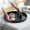 Hanobe Ottoman Tray Serving Decor: Round Large Coffee Table Black