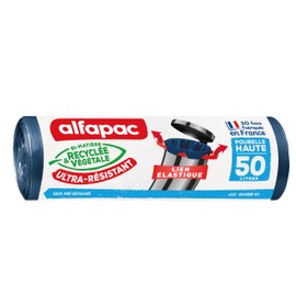 Alfapac - 10 Bin Liners 50L High Elastic Heavy Duty 2 Materials Recycled Vegetable