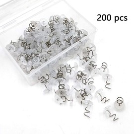 200 pcs Transparent Plastic Head Screw Nail for Upholstery and Fixed Blankets Sofa Sets Clear Heads Twist Pins Slipcovers Bedskirts