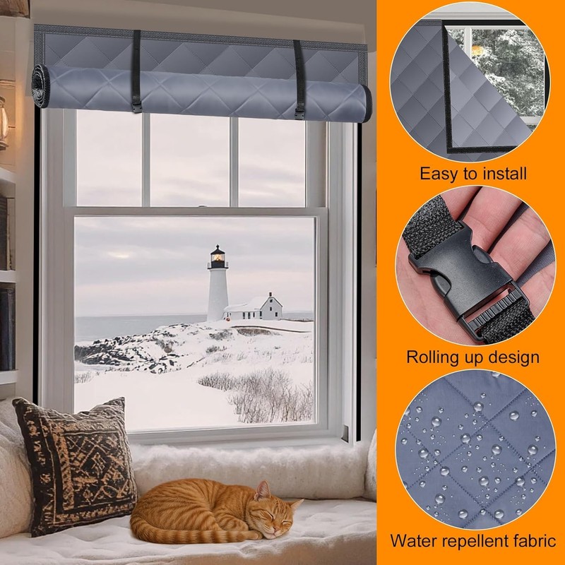 Aprllolg Winter Insulated Window Cover,3 Layer 63 x 39 Inch