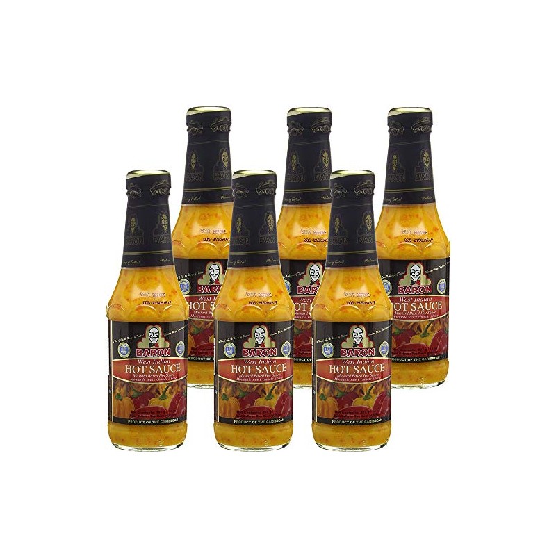 Baron West Indian Hot Pepper Sauce 14oz (Pack of 6)