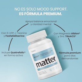 Matter Moody, Suplemento con 5-HTP, Fosfatidilserina Sharp.PS®, L Teanina Suntheanine®, Magnesio Albion® y Zinc TRAACS®, Apoyo al Bienestar Emocional 