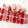 22pcs Semi Cured Gel Nail Strips Christmas Red White Snowflakes
