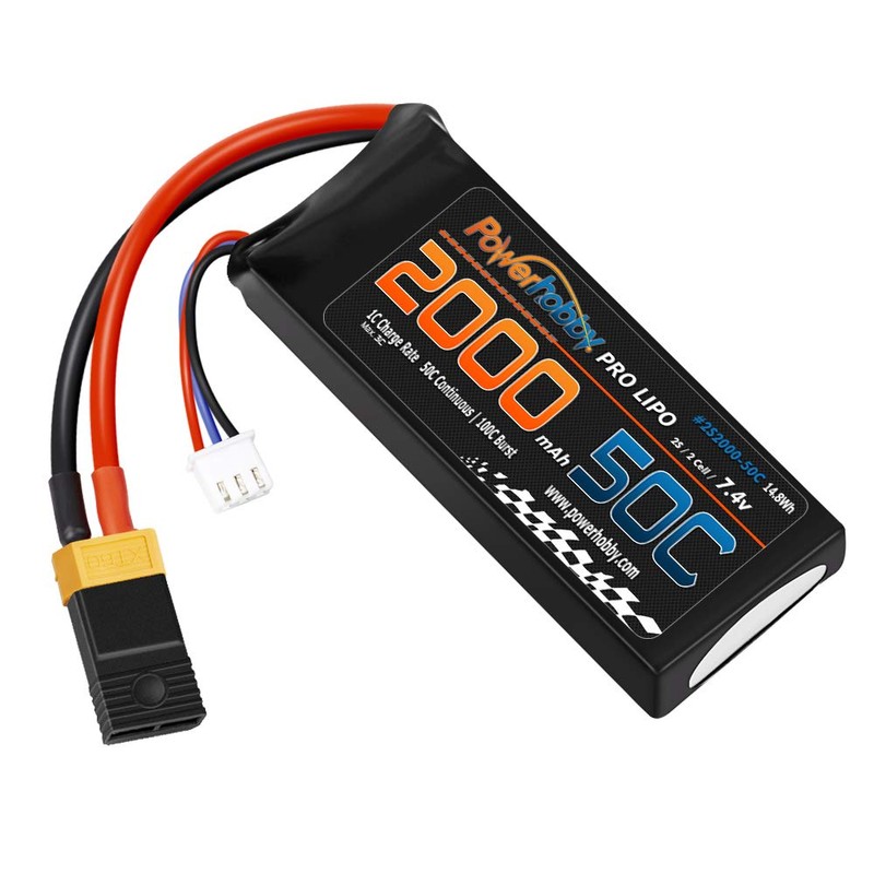 Powerhobby 2s 7.4v 2000mah 50c Lipo Battery w XT60 Plug