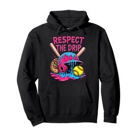 Respect The Drip Softball Ice Cream Drip Softball Mom Womens Pullover Hoodie