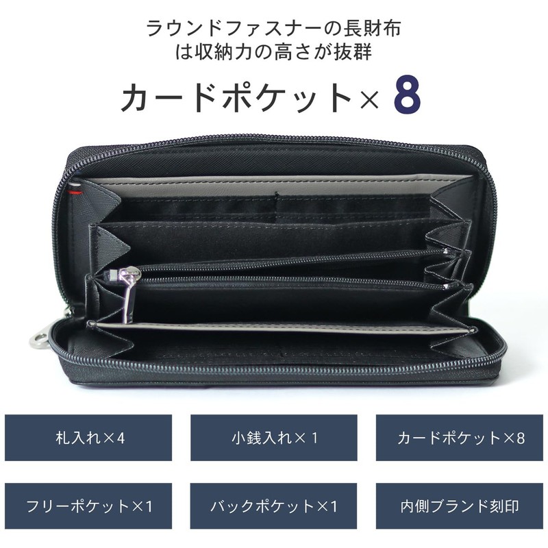 Edwin Men's Long Wallet, Round Zipper, Stylish, Simple, Present, navy