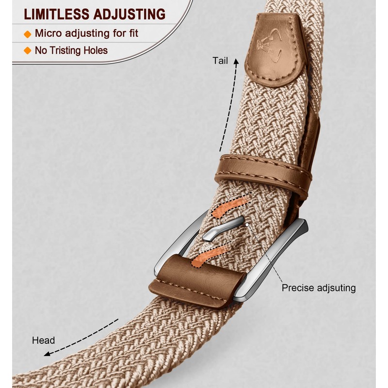 BULLIANT Belt for Men 2Pack,Mens Gift Stretch Braided Web Belt