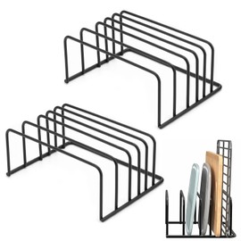 Confezione da 2 supporti per taglieri in acciaio, 5 scomparti per 2 spessori (1,6 cm/3,0 cm), organizer antiscivolo per taglieri, teglie da forno e coperchi per pentole, salvaspazio per la cucina