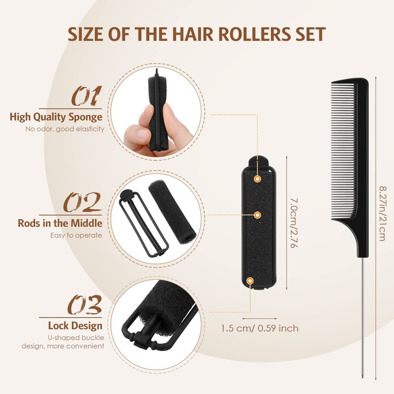 43 Piezas Rodillos de Esponja de Espuma para Cabello Set,