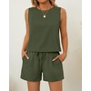 Ficerd Women's Summer 2 Piece Outfits Sets Cotton Linen Sleeveless