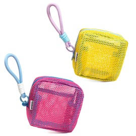 Makeup Pouch, Storage Pouch, Set of 2, Mesh Material, Lightweight, Small Storage, Cute Travel Bag, Stylish, Mesh Pouch, Storage Bag, Portable, Makeup Pouch, Cosmetics Storage, Small Items, Business