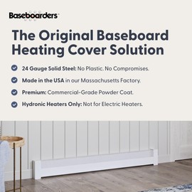 Baseboarders Basic Series 3 ft (36 in) Galvanized Steel Slip-On Baseboard Heater Cover + Left & Right Endcaps, Rust Resistant, White, for Hydronic Hot-Water Systems