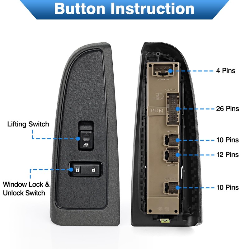 TOP-MAX Passenger Side Power Window Switch w/Bezel Compatible with 2003-2007