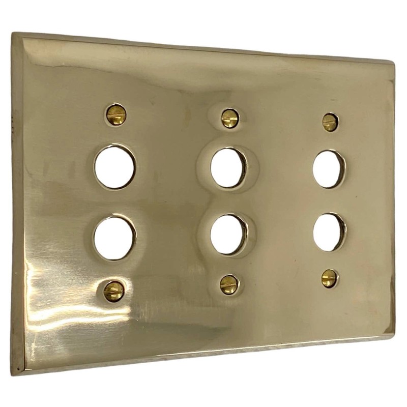 Triple Gang Brass Push Button Switch Plate