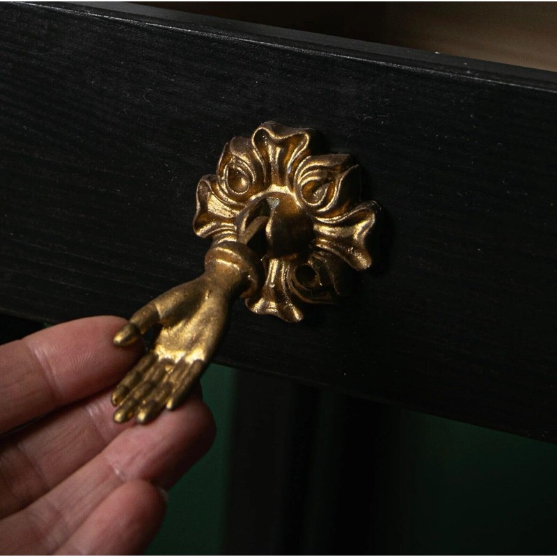 Fyne-Finds Gold Brass Metal Drawer Door Pulls Hand Shaped Victorian