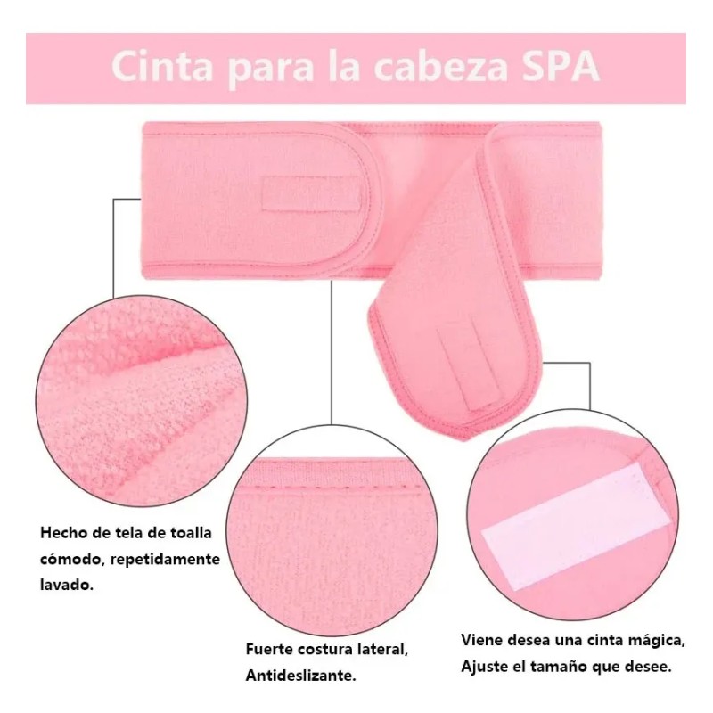 Diadema Con Velcro Suave Lavable Para Spa Maquillaje 60 Pcs