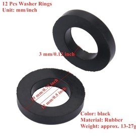 12pcs Washer Ring Shower Rubber O Ring Washer Seals Gasket Faucet Water Pipe Replacement (1/2")