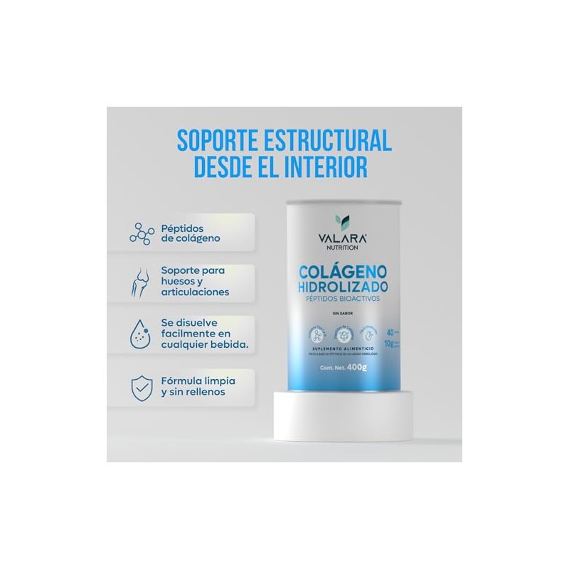 Valara Colágeno Hidrolizado Puro Azúcar Péptidos Bioactivos Piel Uñas Huesos