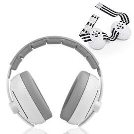 YARVPUV Baby Earmuffs, 2-in-1 Hearing Protection, Baby Headphones (0-4 Years), Headphones Noise Protection, Adjustable Headband & Lightweight ABS Shell, Noise Reduction, White