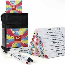 SPREEY 42 Colors Alcohol Markers, Dual Tip Art Markers for Coloring SPR-MK-03
