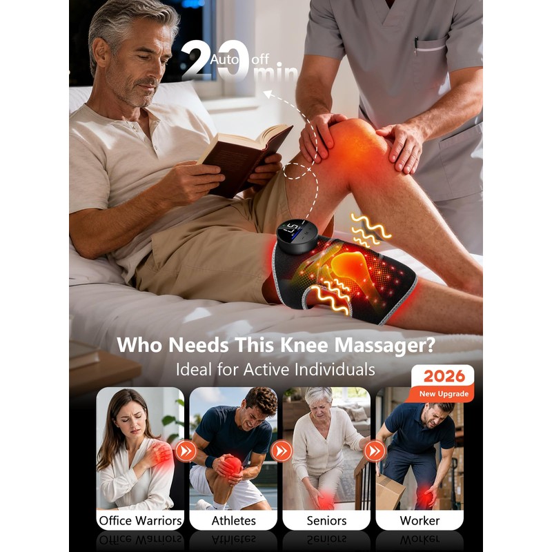 3-in-1 Red Light Therapy Knee Massager with Heat & Vibration