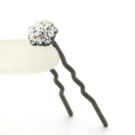 Small Decorative Hair Stick Flower Cluster Rhinestone Crystal Hair Bun Stick, White