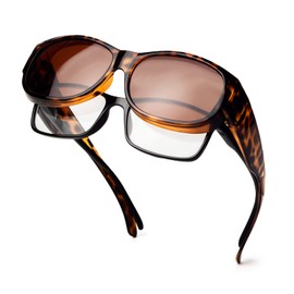 Face Shadow Women's Polarised Over Sunglasses for Glasses Wearers, UV Protection, Ultra Light Fit-Over Glasses, m-brown leopard frame/brown lens