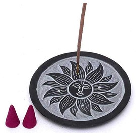 Sun Black Soapstone Incense Burner