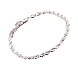 Adjustable Sterling Silver Rope Chain Style Bracelet - Gift For Women Gift Box Included