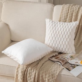 Throw Pillow Covers Set of 2 Velvet Cushion Covers Soft Home Decorative Pillow Case for Living Room Sofa Square Home Decor 18x18 inch (White)