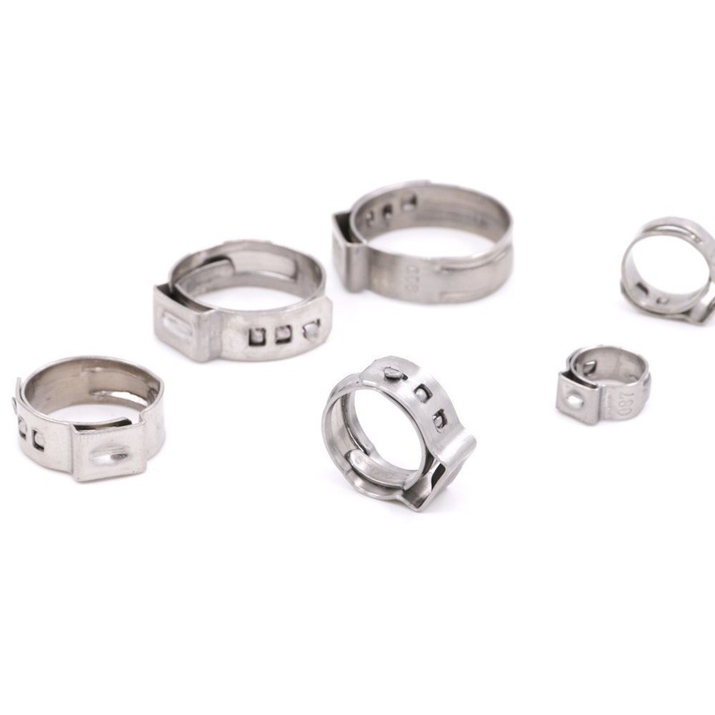 Glarks 120Pcs 7-21mm 304 Stainless Steel Single Ear Hose Clamps