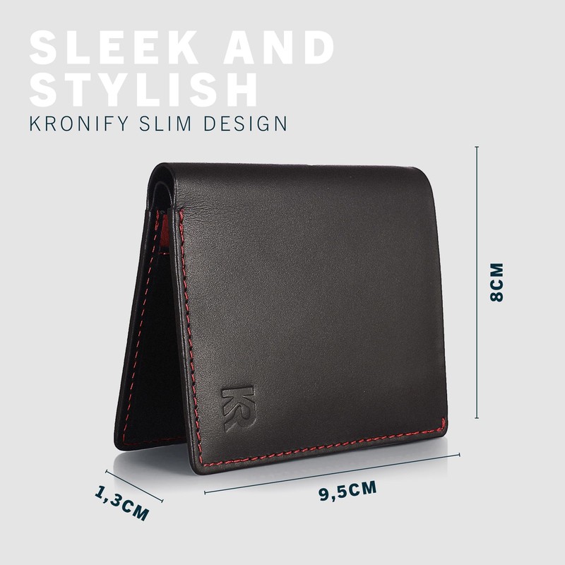 Kronify Rfid Slim Wallet with Change Compartment - TÜV Tested