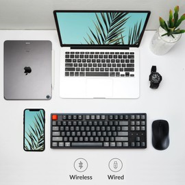 Keychron K8 87 Keys Wireless Mechanical Keyboard, 80% Layout Bluetooth TKL Tenkeyless RGB Backlight with Gateron G Pro Brown Switch Aluminum Frame USB-C Wired Gaming Keyboard for Mac Windows