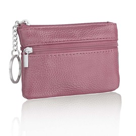 Small Coin Purse,Women's Leather Change Wallet,Mini Zipper Pouch,Lightweight Wallet with Keychain