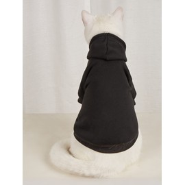 QWINEE Basic Dog Hoodie & Cat Jacket - Dog & Cat Apparel, Small to XL, Black