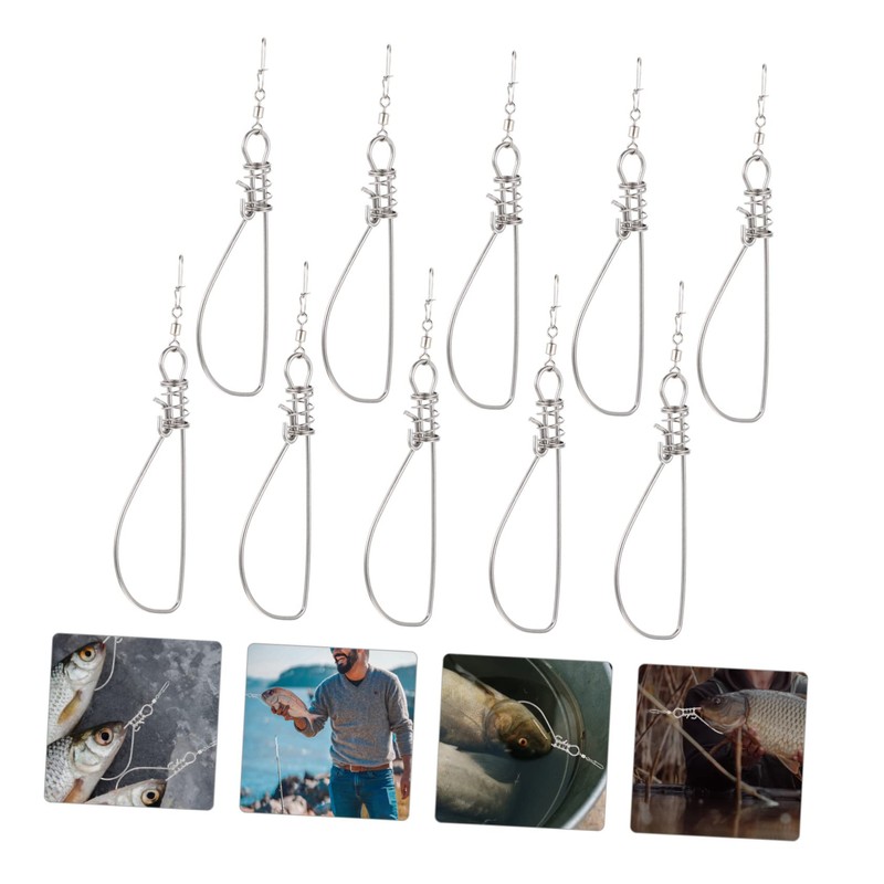Mipcase 10pcs Stainless Steel Fish Lock Device Professional Fishing Clip