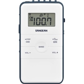 Sangean DR-140 Pocket Radio - AM/FM Portable Mini Radio Receiver - White