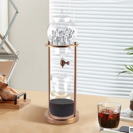 Metal Cold Brew Drip Tower, Ice Cold Drip Tower 6-8 Cups 600ml -20-150°C Temperature Range With Slow Drip TechnologyIBamboo Straight Frame for Home Office Drip Coffee Maker