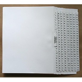 Exhibitindexes® Numbered Dividers 1-200 Punched - AVE Style Bold Tabs - Side Collated Exhibit Tabs - Made in The USA | Letter Size - 1-200 - Sets