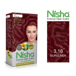 Nisha cream hair color no ammonia cream formula permanent Fashion Highlights and rich bright long-lasting colour Burgundy (pack of 2)