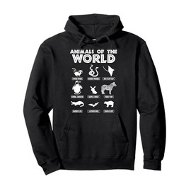 Animals Of The World Hoodie, Funny Animal Hoodie Pullover Hoodie