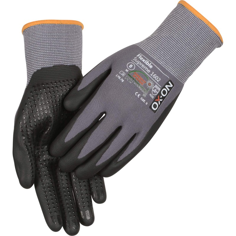 HandschuhMan. OX-ON Flexible Nopperl Work Gloves Nitrile Coated with Knobs